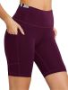 NSQTBA Workout Shorts for Women High Waist Yoga Shorts Exercise Clothes Burgundy L