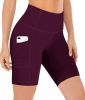 NSQTBA Workout Shorts for Women High Waist Yoga Shorts Exercise Clothes Burgundy L