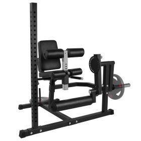 Only Supports Self Pickup  Leg Extension And Curl Machine, Adjustable Plate Lower Body Specific Leg Machine With Squat Rack, Tones Leg Muscles, H (Color: BLACK)