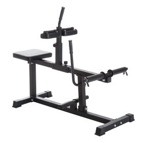 Steel Seated Calf Raise Machine Adjustable Leg Press Strength Training Gym Black (Color: BLACK)