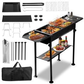 20.3x33x69.8cm Rectangular, Black, Iron, Barbecue Grill (Color: BLACK)
