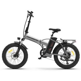 20x4.0 Inch Foldable Fat Tire Electric Bike 48V 12.5AH Extended Range Dual Disc Brakes  Fenders (Color: BLACK)
