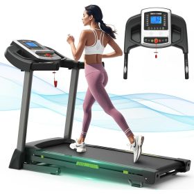 Silent Motor Dual Shock Absorption 330 Lbs Loading Portable Folding Treadmill With Intuitive LCD Panel (Color: BLACK)