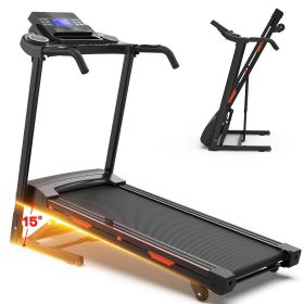 Easy-Move Wheel Treadmill With Cup Holder And Lift Motor (Color: BLACK)